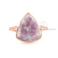 Anel de Prata 925 Sterling, Lepidolite Gemstone Rose Anel De Ouro Para Grossista